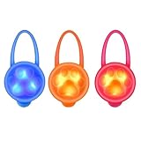 [SZSL] 犬猫用 首輪 LED お散歩ライト シリコン ペット お散歩 電池式 光る 夜間 散-歩 犬猫用 ペット用品 3個セット (ブルー+レッド+オレンジ色)