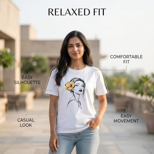 Image of Adory Women's Graphic Printed Cotton T-Shirt
