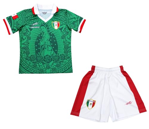 Youth Soccer Uniform Virgen de Guadalupe Mexico Kids and Boy (US, Age, 6 Years, Green)
