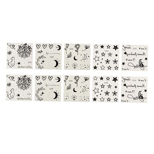 VALICLUD 10 Pegatinas Resistentes Al Sudor Para Hombre Calcomanías Temporales Para Adultos Tatuajes Para Brazos Pegatinas Temporales Para El Cuerpo Pegatinas Impermeables De Pvc Negro