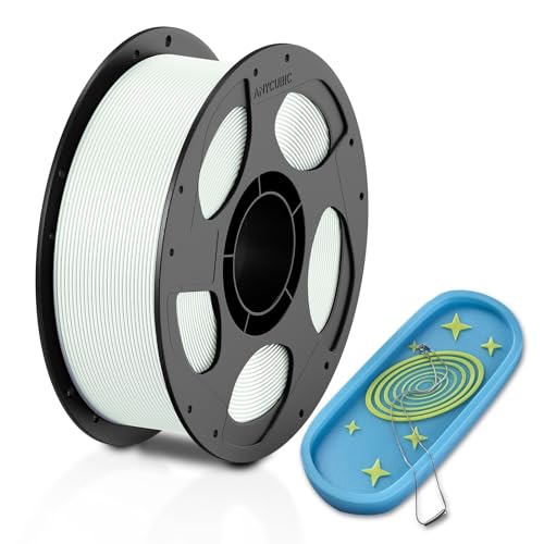 ANYCUBIC PLA Leuchtet Filament, Glow In The Dark Filament, 120 Minuten durchgehendes Leuchten, Intelligente Identifikation, 1KG Spule PLA für 3D Drucker, Weiß (Blau im Dunkeln) Leuchtend PLA