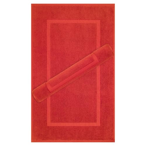 Image of Cotton Paradise 100% Cotton Turkish Bathmat Set, Soft Absorbent Quick Dry, 2 Piece 20x34 Bathmat Floor Set, Red