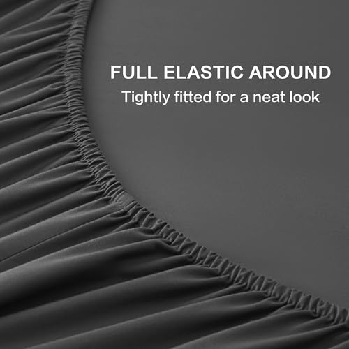 Image of Andency Dark Grey King Sheets Set 100% Viscose Derived from Bamboo | Cooling Summer Sheets, Deep Pocket Up to 16 inch, Silky Soft Hotel Luxury Breathable Bedding Sheets & Pillowcases