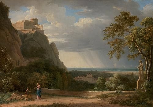 Tableau Paysage classique avec personnages sculpture Pierre Henri de Valenciennes 60x90