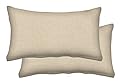 Honeycomb Outdoor Lumbar Toss Pillow Set, 20" W x 12" L, Textured Solid Almond Outdoor Pillows