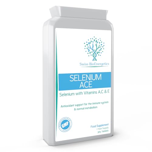 Selenium ACE 50mcg 365 Tablets - 1 Year Supply of Balanced Formula Selenium with Vitamins A, C & E – Supports The Immune System & Provides Key Antioxidants