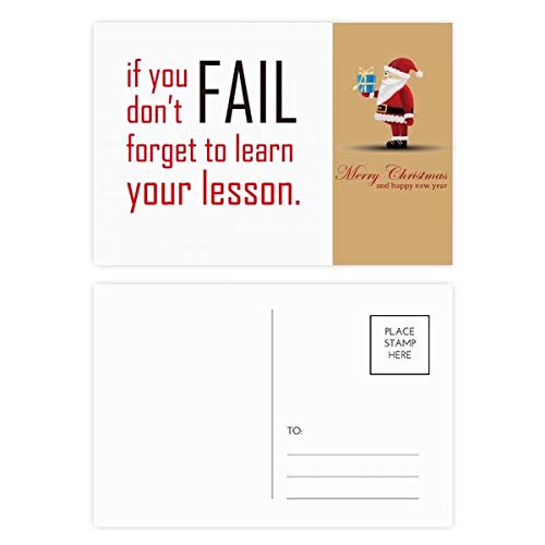 Cartes postales Noël lot de 20 papeterie citation If You Fail Don't Oget