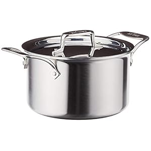 All-Clad D5 5-Ply Brushed Stainless Steel Soup Pot 4 Quart Induction Oven Broiler Safe 600F Pots and Pans, Cookware Silver