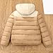 Casual Colorblock Lightweight Coats for Girls Boys:Fashion Zip up Hooded Puffer Jackets with Pockets Hiking School(Khaki,12 Years)