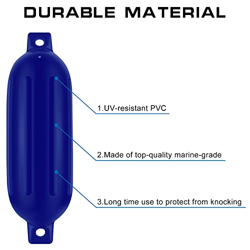 Leap Boat Fender 4Pcs G1 Blue Inflatable Ribbed Boat Fender/Bumper Fender Lines,Pump And 4 Needles, Marine-Grade Uv-Resistant Pvc #TOP4