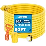 Kohree 50' RV Extension Cord 50 Amp Generator Cord, 50 Amp RV Power Cord with Grip Handle, NEMA 14-50P to SS2-50R Twist Lock, 30M/50F Adapter Included, 6/3+8/1 Gauge STW Wire, ETL Listed