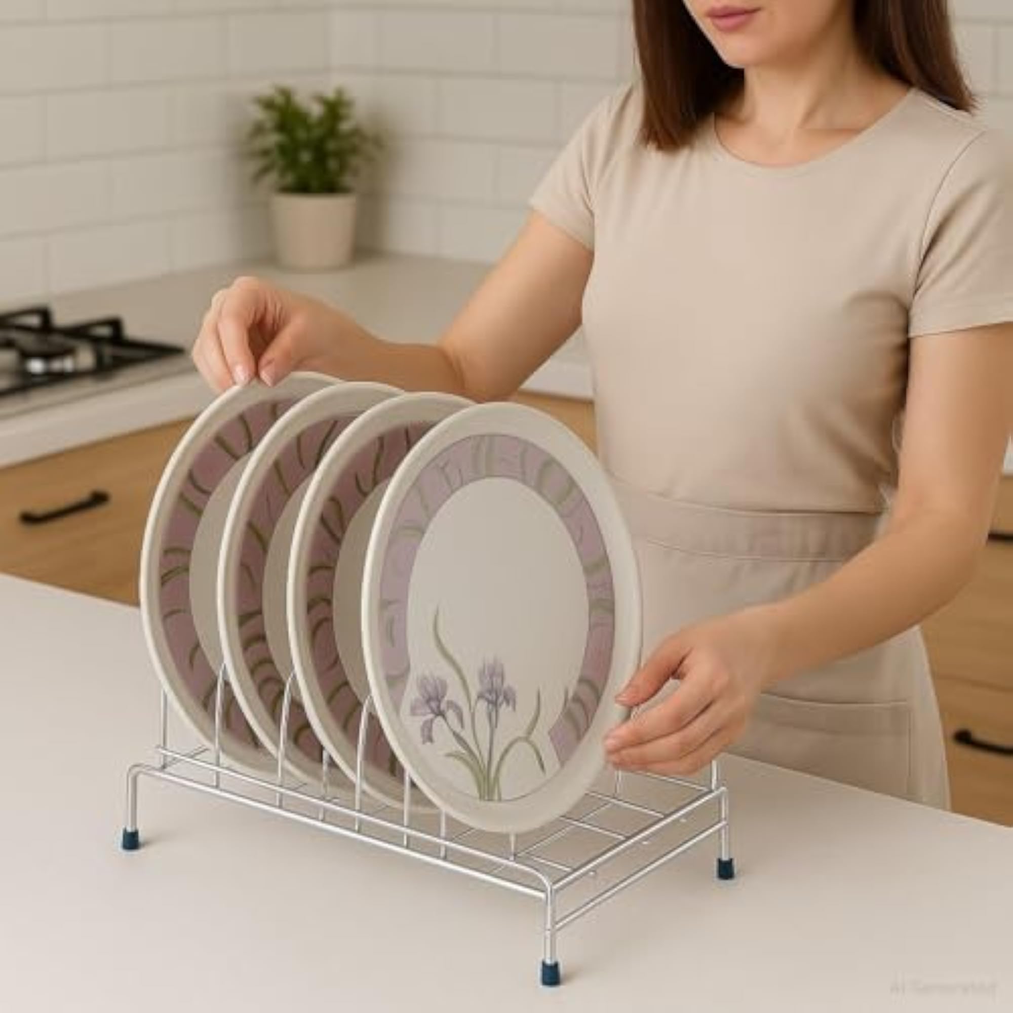 Stainless Steel Dish Rack, Heavy-Duty Plate Holder