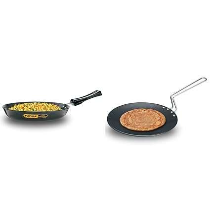 Hawkins - IL10 Futura Hard Anodised Frying Pan, 25cm and Futura Hard Anodised Tawa, 26cm, Black