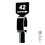 Kunststofftechnik Vlotho - Der Original Größenfinder: Modell Schwarze Stangenreiter mit Gewicht für Größenkennzeichnung auf Kleiderstangen, 5 Stück, Größen frei wählbar