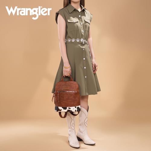 Image of Montana West Wrangler Backpack Purse for Women Mini Backpack Purse Cute Ladies Bookbag Travel Work Daypacks Bags WG-BG-186-9116-COW-BR