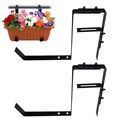 Hwtcjx 2 pièces Support de Bac à Fleurs pour Parapets et Balustrades de Balcon, Support pour Jardinière, Accroche Jardinière en Métal pour le Balcon,...