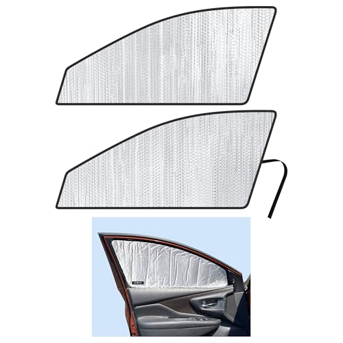 Side Window Front Seat Reflective Sunshade Custom Fit for 2015 2016 2017 2018 2019 2020 2021 2022 2023 2024 Nissan Murano SUV, S, SV, SL, Platinum, UV Reflector Sun Protection Accessories (Set of 2)