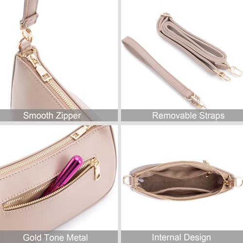 Image of Shoulder Bag for Women Retro Vegan Leather Classic Clutch Tote HandBags Purses with Zipper Closure
