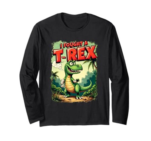 Rotto Braccio Recupero Bambini Cartoon Dinosauro Ho Combattuto Un T-Rex Maglia a Manica