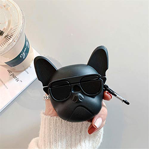 Joyleop(Black Cool Dog) For Airpods Pro 2019/Pro 2 Gen 2022 Case Cover, 3D Cute Cartoon Funny Fun Cool Stylish Animal, Silicone Air Pods Character Skin Keychain Accessories Kits For Airpod Pro 2019 #TOP3