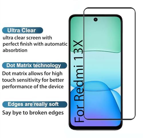 Image of FabeKee Tempered Glass Screen Protector Compatible For Black Cellphone With Edge To Edge Coverage And Easy Installation Kit (Transparent, Redmi 13X)