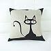 18 X 18 Inch Cotton Linen Decorative Throw Pillow Cover Cushion Case, Cartoon Black Cat