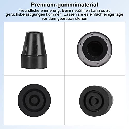 supregear Krücken Gummi, 2 Stück 19 mm Gehstock Gummipuffer, Strapazierfähig, Extra Breite Basis, Ersatzstockspitze für Gehstock, Krücken, Schwarz
