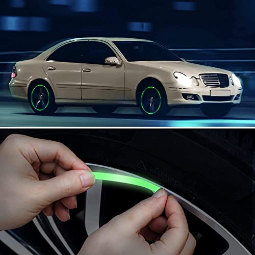 Image of CARTMAN Reflective Car Wheel Rim Stickers, Wheel Warning Adhesive Strip, Night Reflective Safety Exterior Accessories Decorative Decals Tape for Car and Motocycle (Pack of 80)