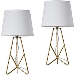 Ofertas Lamparas Conforama OuXean Lámpara de mesa Modern a, lámpara de mesa nocturna E14, con enchufe de metal hueco y pantalla de tela, adecuada para la Sala de estar 2 juegos (sin bombilla) (blanco)