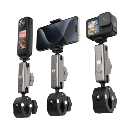 Camera Mount Motorcycle Mount Handlebar Mount, Compatible with Insta360 GO3/GO2, GoPro Hero 12/11, DJI Osmo Action 6/5/4 - Detailed View