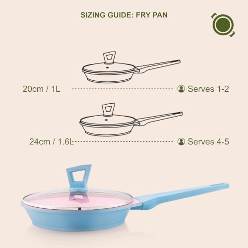Image of The Chef Story Bloomora Quantaseal Ceramic Coated Fry Pan with Lid | 24cm-1.6 Litre | PFOA & PTFE Free| TUV Rheinland & BIS Certified | Non-Stick | Gas & Induction Compatible | 5 Year Warranty
