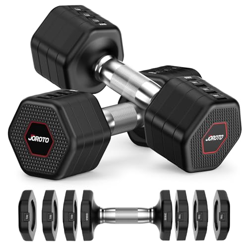 JOROTO Hanteln Set, 4-in-1 Verstellbare Hanteln Kurzhanteln 2er set, 2–5 kg, mit Verchromtem Rutschfestem Griff, Geeignet für Männer und Frauen, für Krafttraining, Fitness und Heimtraining (Schwarz)