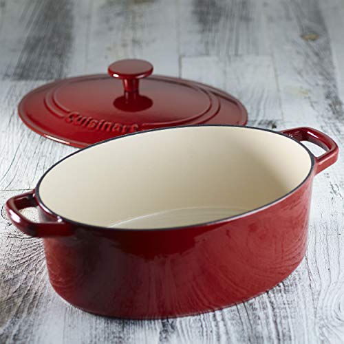 Cuisinart Chef's Classic Enameled Cast Iron 5-1/2-Quart Oval Covered Casserole, Cardinal Red #TOP2