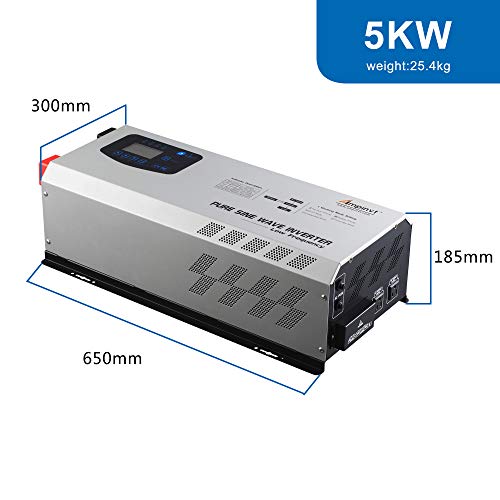 5000W Peak 15000watts Pure Sine Wave Power Inverter 24V DC to 120/240 VAC Split Phase with Battery AC Charger,Off Grid Low Frequency Solar Inverter for Lithium, Sealed,AGM, Gel,and Flooded Batteries