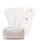 Hesta FDA Registered Organic Reusable/Washable Cloth Pantyliners 3pads with Waterproof Wet Bag PMS Relief (New White)