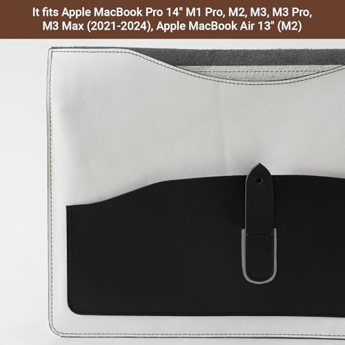 BEVEL & AWL Dual Harmony 100% Leather Case for 14 Inch (M1, M1 Pro, M2, M2 Pro & M3) 2021-2024, Premium Handcrafted Air Sleeve, Laptop Sleeve 13 Inch & 14 Inch Case by BEVEL & AWL - Used condition - Image 2
