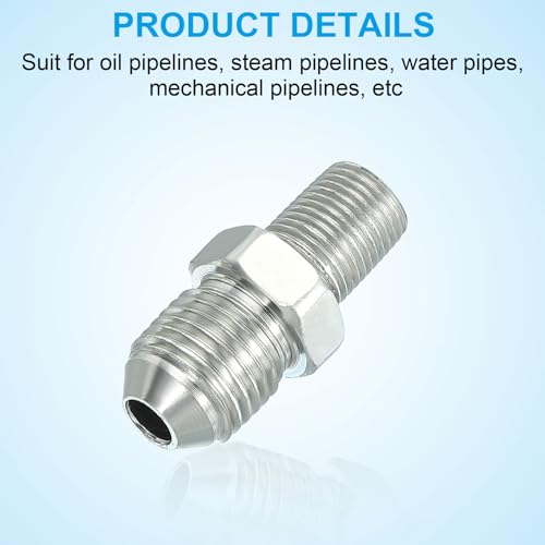 Image of PATIKIL Pipe Adapter Connector 1 /2 inch Male 74 Flare JIC x 1 /8 inch Male R Pipe Fitting 2 Pcs Oil Feed Restrictor Fitting Hydraulic Connector for Oil Steam Water Pipelines System