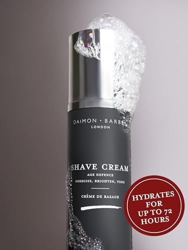 daimon barber age defence shave cream for men moisturises reduces shaving irritation and improves the appearance of tired skin with coconut oil and aloe vera 100ml