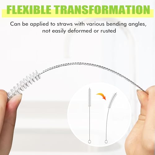 Image of INVODA Nipple Brush 4PCS Sponge Bottle Brushes with 4 PCS Straw Brush Baby Bottle Nipple Cleaner Brush Long Handle Detachable Nipple Brushes (White)