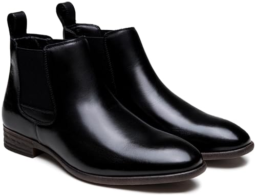 Jousen Men's Chelsea Boots Leather Lightweight Casual Chukka Ankle Boots Classic Elastic Dress Boots for Men4