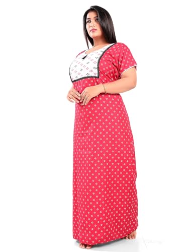 Image of Fabme Women's Cotton Plus Size Night Dress Nighty