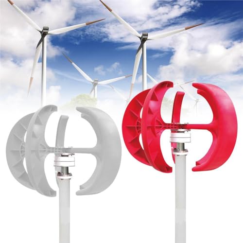 czyuRachel Windturbine Generator Vertikale Achse, 600w Laterne Typ 5-Blatt Garten Boot Wind Motor Wind Strom Generator Mini Generator Mit Controller Und Flanschplatte (Weiß, 12v)