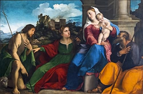 Lienzo Sacra Famiglia Palma Il Vecchio para vestir paredes vacías de dormitorios
