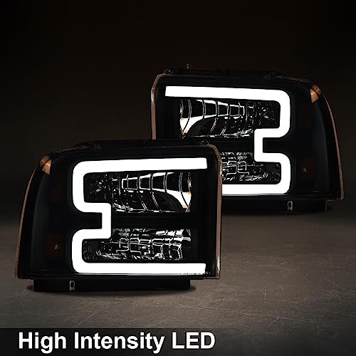 Image of G-PLUS LED DRL Headlights, Compatible with 2005 2006 2007 Ford F250 F350 F450 F550 Super Duty Bumper Headlamps, Clear Lens Black Housing Amber Reflector