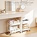 Ufriandz Under Desk Storage Cart 2 Tier Utility Rolling Cart with Wheels, Small Metal Mobile Trolley with Handle Two Tiered Utility Organizer Roller for Kitchen Office Bathroom Pantry Room, White