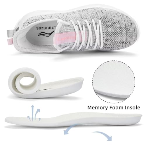 Image of Lamincoa Womens Slip On Walking Shoes Non Slip Casual Road Running Lightweight Mesh Fashion Sneakers for Gym Travel Workout