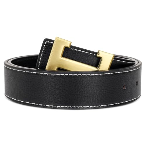 Image of Men&Womens Leather Dress Belt Business Automatic Buckle Belt Color-Black Silver Gold