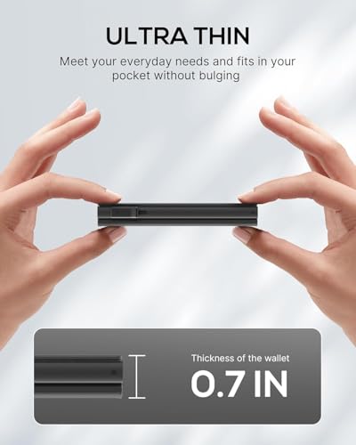 كاستويف محفظة حامل بطاقات للرجال - حافظة بطاقات رفيعة منبثقة مع حجب تحديد الهوية بموجات الراديو، جلد محبب علوي، نافذة لبطاقة الهوية، فتحة للنقود - محفظة جيب امامي بسيطة تسع 9-14 بطاقة (اسود)