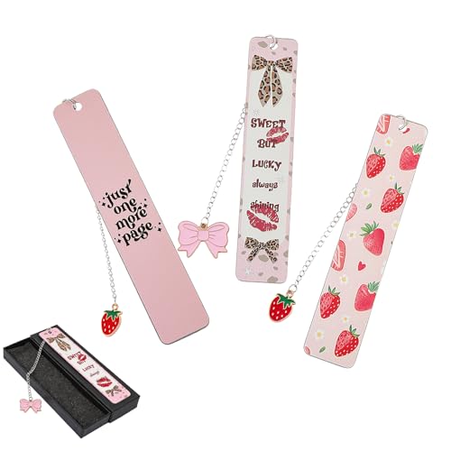Marque-page en métal rose, accessoires scolaires et papeterie de bureau, lot de 2 avec nœud
