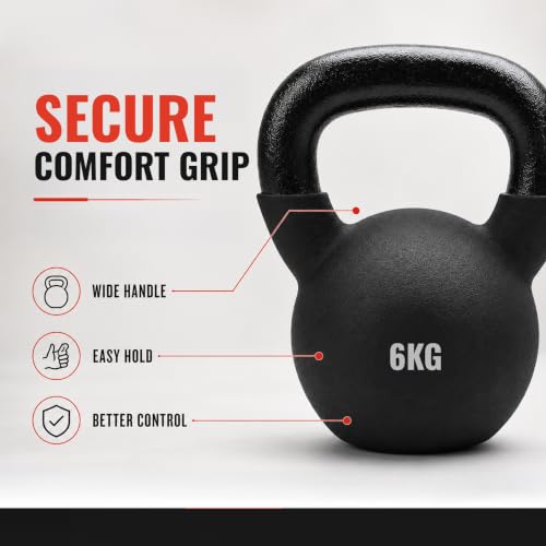 Image of Slovic Kettlebell [6 KG] | Neoprene Kettle bell Exercise Equipment for Home Gym | Weights for Home Gym with Soft & Anti-Slip handles | Workout Equipment | Ideal for Strength & Cross Training